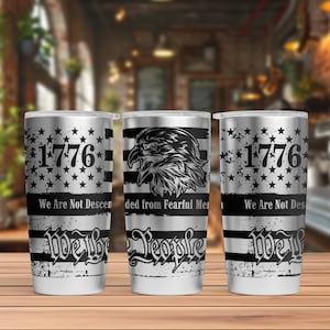 Vaso de 20 oz "We The People" en formato SVG, archivo SVG para láser, botella de agua en formato SVG para láser, vaso patriótico en formato SVG, vaso grabado en formato SVG, grabado en formato SVG imagen 1