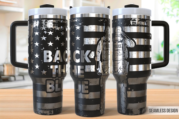 Back the Blue Tumbler Laser Svg, Police 40oz Tumbler Full Wrap Laser Svg, Laser Engraved Svg, Tumbler Laser File, Laser Svg For Tumbler