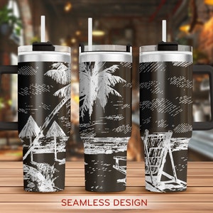Beach Scene Tumbler Laser Svg, Summer 40oz Tumbler Full Wrap Laser Svg,Beach Laser Engraved Svg,Laser Svg For Tumbler,Water Bottle Laser SVG