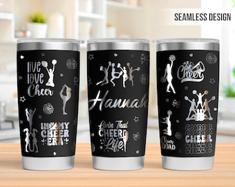 Cheerleader Custom Name 20oz Tumbler Laser Engraving Wrap, Cheer Life Tumbler Laser svg, Laser Engraved Svg, Laser Engraving Svg