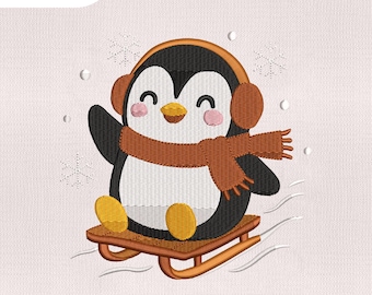 4 Size Cute Penguin Embroidery Design, Winter Embroidery Design, Embroidery File for Baby/ Kids, Embroidery Machines File