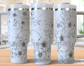 Boho Flowers 40oz Tumbler Laser Engraving Wrap, Flower Tumbler Wrap Svg, 40oz Laser Engraved Svg,Laser Engraving Svg,SVG For Laser Rotary