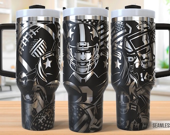 Vaso de fútbol americano (SVG láser), vaso de fútbol americano de 40 oz con envoltura completa (SVG láser), SVG grabado láser, archivo láser para vaso, SVG láser para vaso