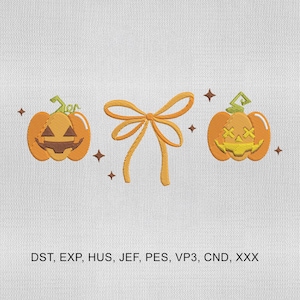 5 Size Fall Pumpkin Coquette Embroidery Design, Fall Season Embroidery Design, Pumpkin Embroidery Design, Embroidery Machines File