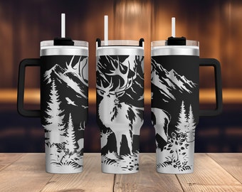 Deer Hunting 40oz Tumbler Laser Engraving Wrap, Hunting Tumbler Wrap Svg, 40oz Laser Engraved Svg, Laser Engraving Svg,SVG Para Laser Rotary