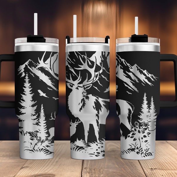 Deer Hunting 40oz Tumbler Laser Engraving Wrap, Hunting Tumbler Wrap Svg, 40oz Laser Engraved Svg,Laser Engraving Svg,SVG For Laser Rotary