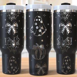 Halloween Tumbler Laser Svg, Pumpkin Ghost Ribbon 40oz Tumbler Full Wrap Laser Svg, Laser Engraved Svg, Laser Svg For Tumbler