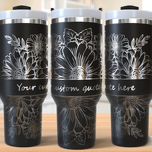Custom Sunflower Tumbler Laser Svg, Personalised Sunflower 40oz Tumbler Full Wrap Laser Svg, Laser Engraved Svg, Tumbler Laser File