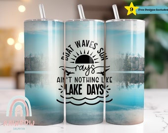Lake Days Tumbler Wrap, Lake Life Tumbler Design, Sublimation Design, Digital Downloads, Skinny 20oz Tumbler Wrap