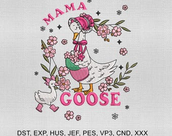 Mama Goose Embroidery Design, Cottagecore Embroidery Design, Goose Embroidery Design, Digital Download, Embroidery Machines File