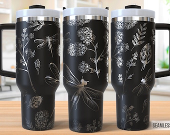 Dragonflies Tumbler Laser Engraving Wrap, Tumbler Wrap Svg, 40oz Laser Engraved Svg,Laser Engraving Svg,SVG For Laser Rotary
