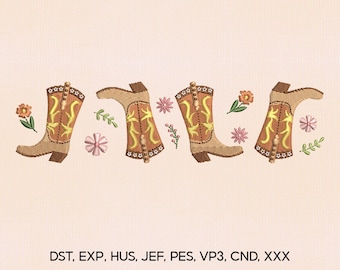4 Size Western Babe Embroidery Design, Cowgirl Boots Embroidery Design,Western Embroidery Design, Embroidery Machines File
