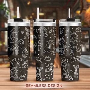 Unicorn Tumbler Laser Svg, Mermaid 40oz Tumbler Full Wrap Laser Svg, Rainbow Laser Engraved Svg, Tumbler Laser File, Laser Svg For Tumbler