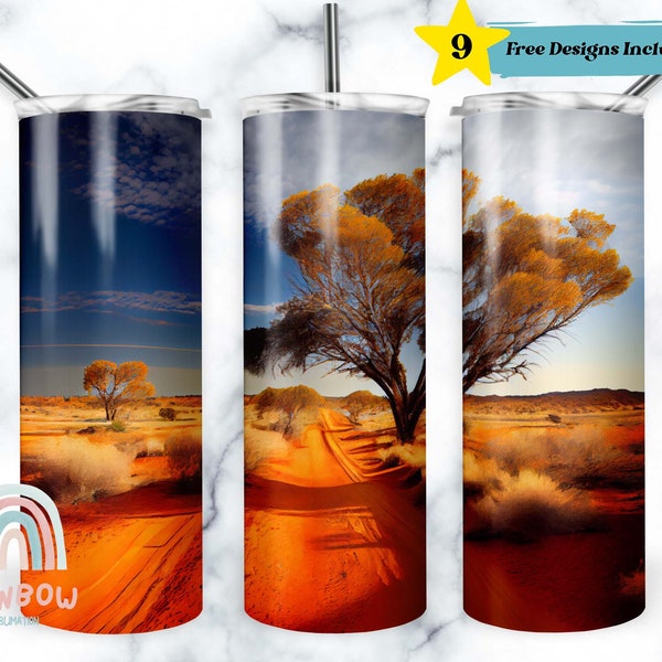 Australian Outback Tumbler Wrap, Sublimation Tumbler Design Download - Skinny 20oz Tumbler Wrap