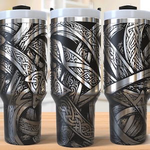 Envoltura para vaso de 40 oz con grabado láser y nudo celta, envoltura para vaso vikingo Svg, Svg grabado con láser de 40 oz, Svg grabado con láser, SVG para láser rotativo