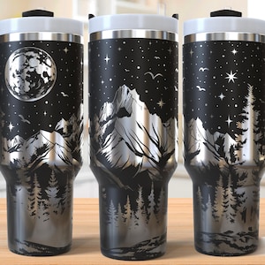 Mountain Tumbler Laser Svg, Nature 40oz Tumbler Full Wrap Laser Svg, Laser Engraved Svg, Tumbler Laser File, Laser Svg For Tumbler