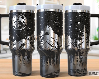 Mountain Tumbler Laser Svg, Nature 40oz Tumbler Full Wrap Laser Svg, Laser Engraved Svg, Tumbler Laser File, Laser Svg For Tumbler