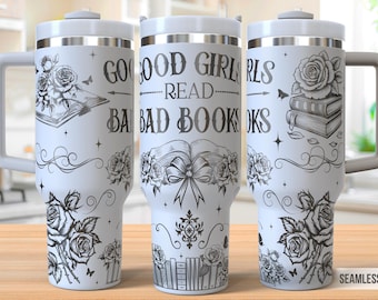 Booktok 40oz beker lasergravure wrap, boek roetvlek Tumbler wrap SVG, Book Lover laser gegraveerde SVG lasergravure SVG, SVG voor laser roterende