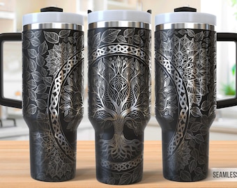 Baum des Lebens 40 Unzen Tumbler Lasergravur Wrap, Tumbler Wrap svg, 40 Unzen Laser gravierte svg, Lasergravur svg, SVG für Laser Rollschneider