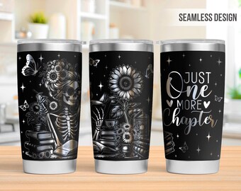 Just One More Chapter Tumbler Laser Svg, Bookaholic 20oz Tumbler Full Wrap Laser Svg, Book Laser Engraved Svg, Tumbler Laser File