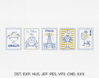 4 Sizes Italian Postage Embroidery Design, Italian Summer The Market Embroidery Design, Summer Embroidery File, Embroidery Machines File