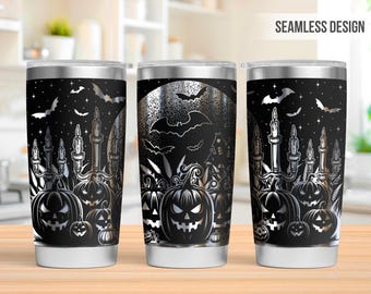 Halloween Tumbler Laser Svg, Pumpkin 20oz Tumbler Full Wrap Laser Svg, Grawerowany laserowo Svg, Plik Tumbler Laser, Laser Svg dla Tumblera