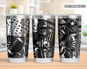 Vaso de fútbol americano SVG láser, vaso de fútbol de 20 oz con envoltura completa SVG láser, SVG grabado con láser, archivo láser para vaso, SVG láser para vaso