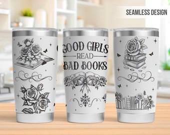Booktok 20oz beker lasergravure wrap, boek roetvlek bewustzijn Tumbler wrap SVG, laser gegraveerde SVG lasergravure SVG, SVG voor laser roterende