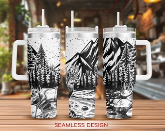 Mountain Tumbler Laser Svg, Nature 40oz Tumbler Full Wrap Laser Svg, Laser Engraved Svg, Tumbler Laser File, Laser Svg For Tumbler
