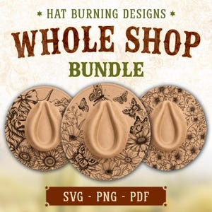 Komplette Shop-Hut-Laser-SVG-Datei | Brennender Cowboyhut (PNG & SVG) | Hut-Lasergravur-Designs | Digitaler Download | Kommerzielle Nutzung