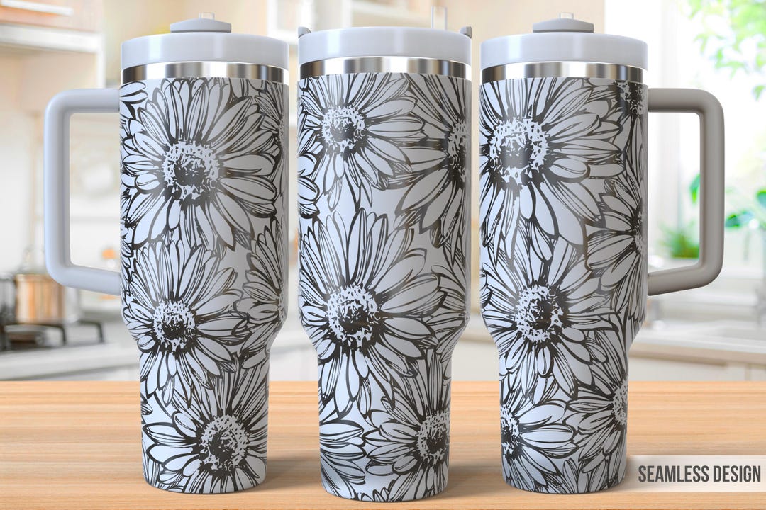 Daisy Flowers Tumbler Laser Svg, Daisy 40oz Tumbler Full Wrap Laser Svg ...