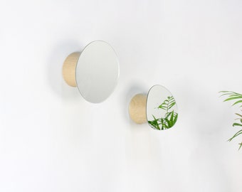 Peg and mirror in solid beech wood made in France - Bolet