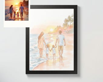 Ritratto ad acquerello personalizzato disegnato a mano, regalo per la fidanzata, disegno personalizzato per la proposta di coppia, regalo di compleanno per il fidanzato