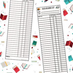 Printable Download Reading List Record Sheet - digital print of x2 on A4