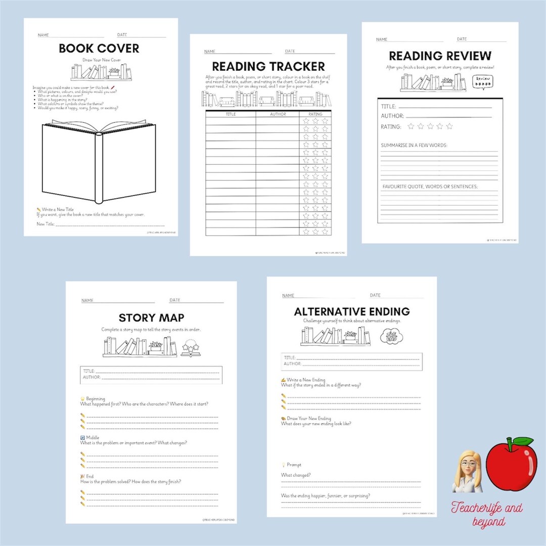 Reading Journal 10 Activities - Book Cover, Reading Tracker, Reviews ...