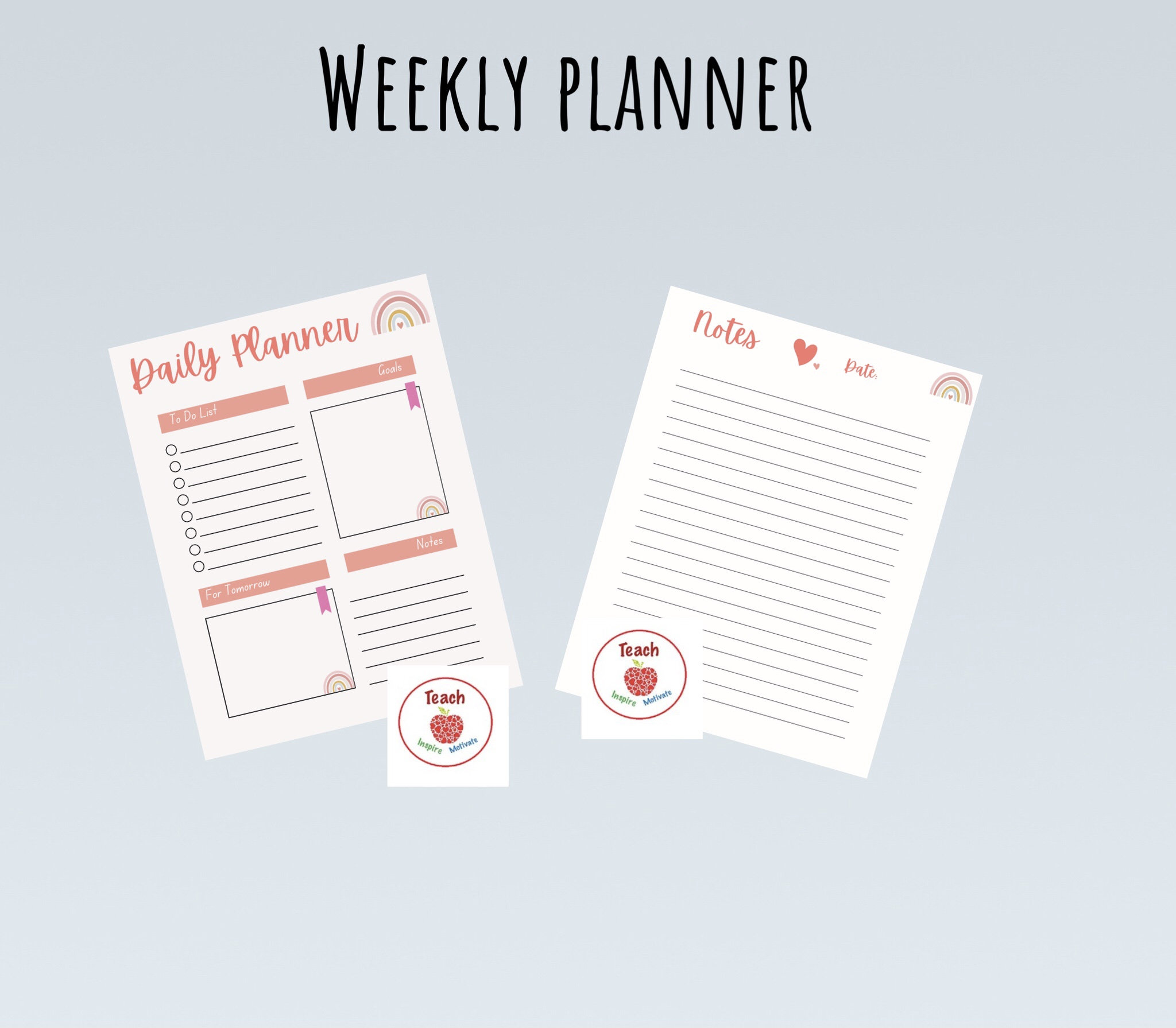 Rainbow Pastel Daily & Weekly Planner - Digital Download - Etsy