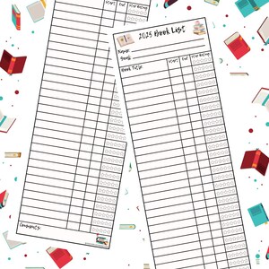 Printable Download Book List Record Sheet - digital print of x2 on A4