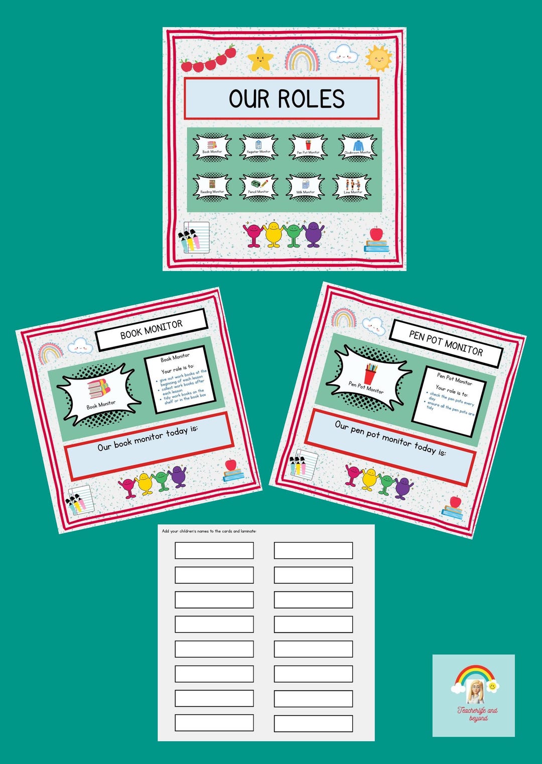 Code Roles Printable Printable Monitor Roles - Reward Roles for the Children - Etsy