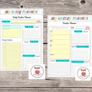 Teacher Daily & Weekly Planner - Digital download