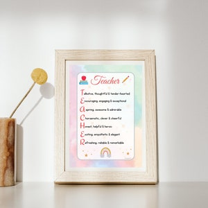 Teacher Poem Gift Print - add to a frame