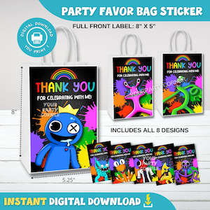 Digital Party Favor Bag Label Sticker | Party favor bag sticker | Thank you card  | DIGITAL FILE