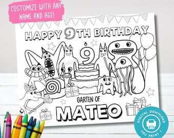 Printable Birthday Placemat | Garten of Ban ban Coloring placemat | Kids Coloring Table Mat | Birthday Coloring Sheets | DIGITAL FILE