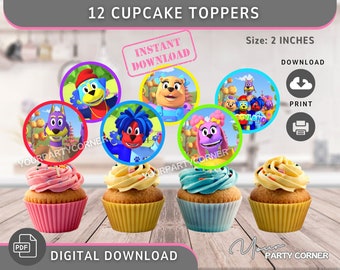 Set of 12 Digital Cupcake Toppers | Instant Download | Party Decoration | Kids birthday | DIGITAL FILE