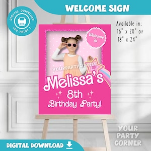 Customizable Digital Welcome Sign for Kids&#39; Birthday | Personalized Party Decoration | Girl birthday | DIGITAL FILE