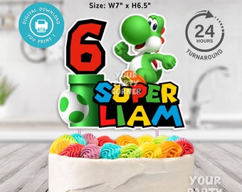 Yoshi personalized Cake Topper | Super Mario Yoshi Birthday Party| Yoshi birthday cake topper| Printable Birthday Cake Topper | DIGITAL FILE