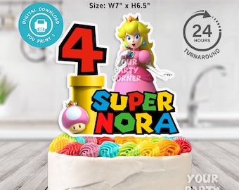 Super Mario personalized Cake Topper | Super Mario Birthday Party| Princess Peach cake topper | Printable Cake Topper | DIGITAL FILE