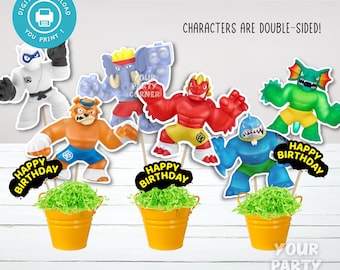 Set of 6 Printable Double-sided Centerpieces | DIY Centerpieces | Birthday decoration | DIGITAL FILE