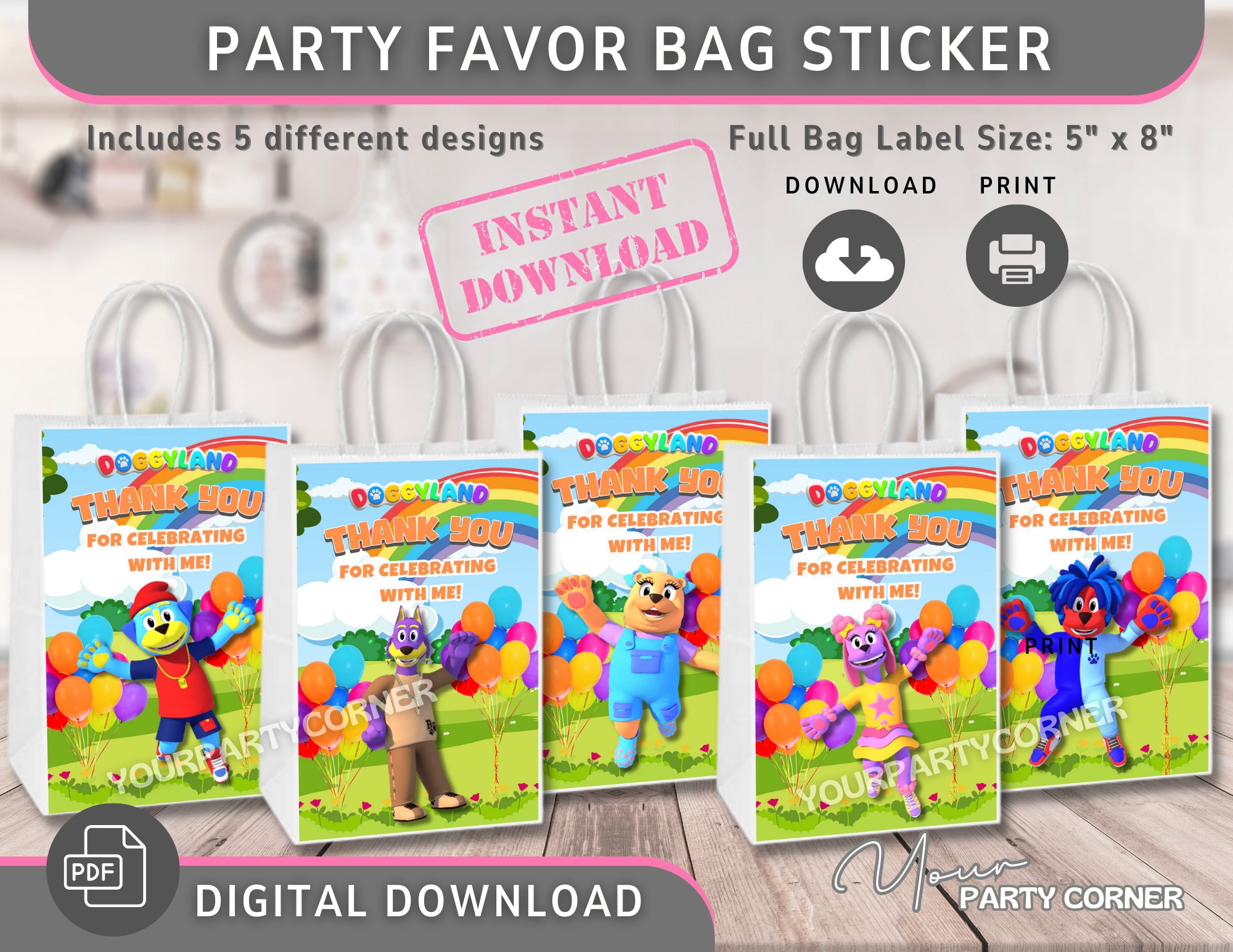 Digital Party Favor Bag Label Sticker | Party favor bag sticker | Thank you card | DIGITAL FILE