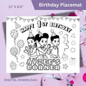 Printable Birthday Placemat | Coloring placemat | Kids Coloring Table Mat | Birthday Coloring Sheets | DIGITAL FILE