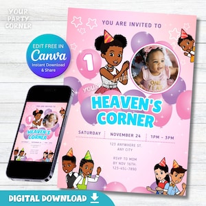 Editable Birthday Party Invitation | Personalized Party Decoration | Girl birthday | DIGITAL FILE